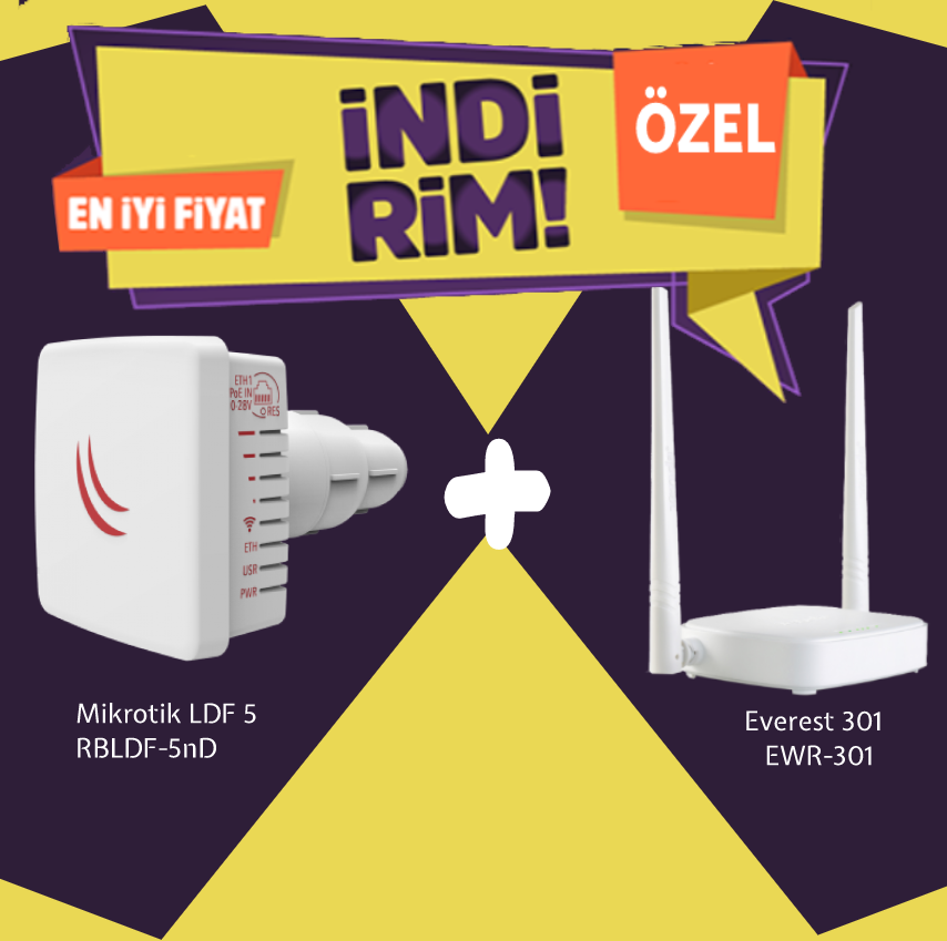 BD-RBLDF-5nD-EWR-301 Mikrotik RBLDF-5nD-Everest EWR-301 Kablosuz Router Bundle Ka