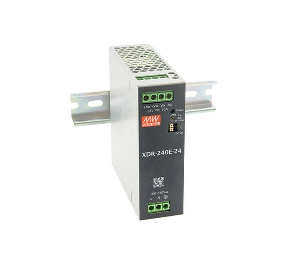 MW-XDR-240E-24 MEANWELL XDR-240E-24 MW 240W DIN RAY TEK ÇIK.(24V, 10A) 