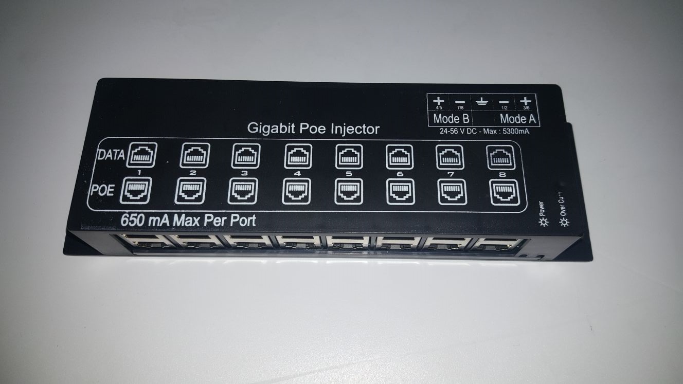 PANEL-8PORT-GB-POE 8 PORT GBIT POE PANEL INJECTOR - WALL MOUNT